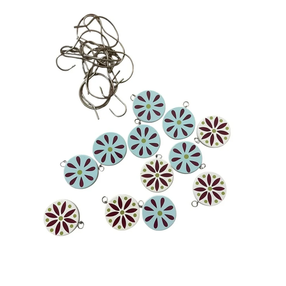 Retro Flower Power Enamel Shower Curtain Hooks Set of 12 Vintage‎ Mod Daisies